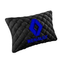 Подушка из алькантары черная с вышивкой 